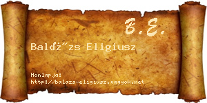 Balázs Eligiusz névjegykártya